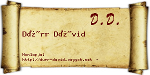 Dürr Dávid névjegykártya